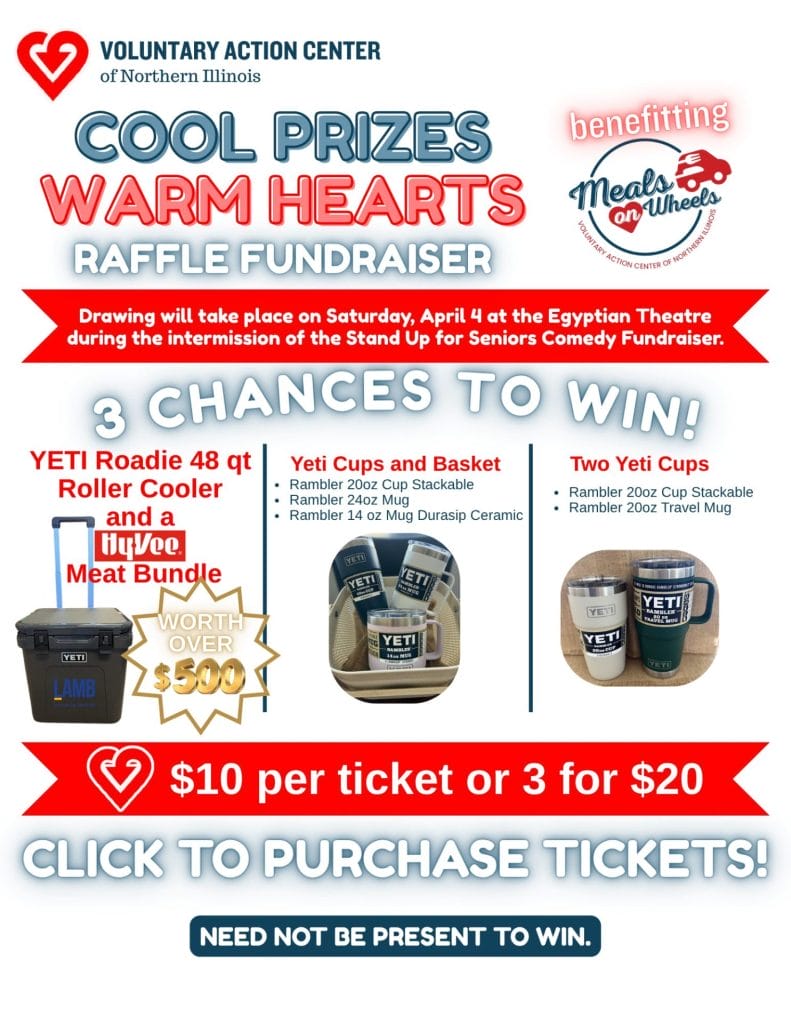 VAC of Northern IL Raffle Fundraiser flyer with 3 changes to win prizes.